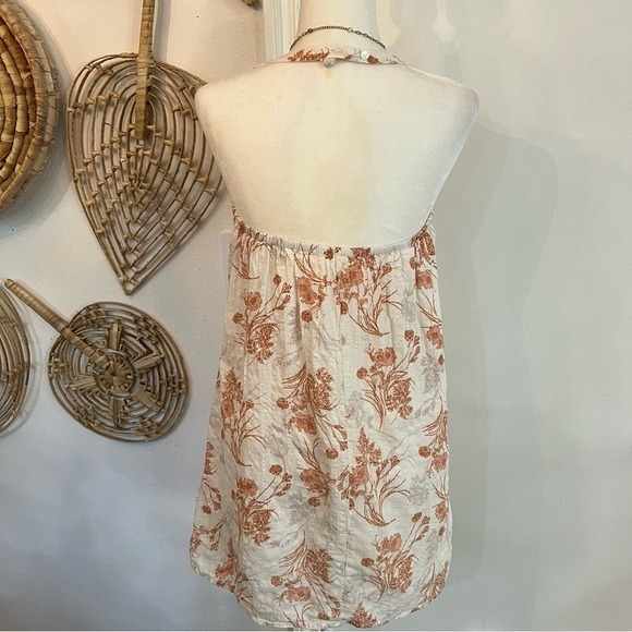 Promisa Wild Flowers Halter Mini Dress Cutout Tie Front Cotton Rayon Boho Y2K M‎ - Picture 5 of 15